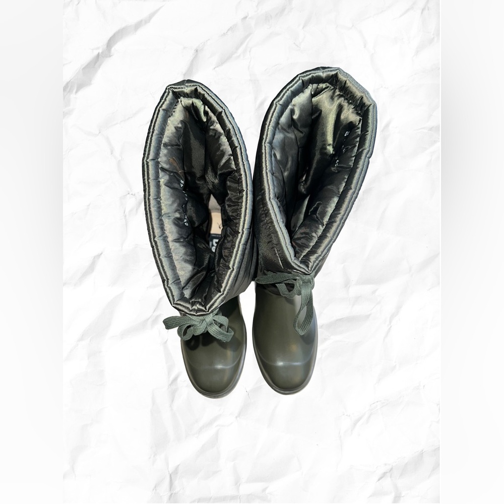 D&G Dolce & Gabbana Khaki Rubber and Nylon Wellington Rain Boots - Picture 3 of 13
